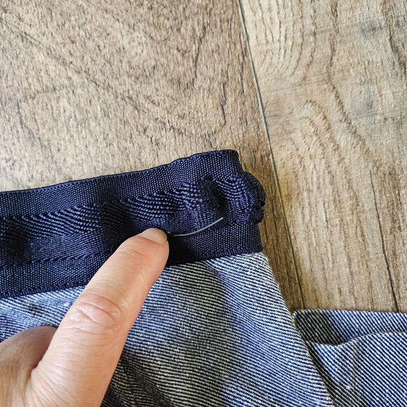 ZARA WOMEN'S CHAMBRAY TROUSERS WITH ELASTIC BACK WAISTBAND BLUE Woman’s XS - Picture 8 of 8